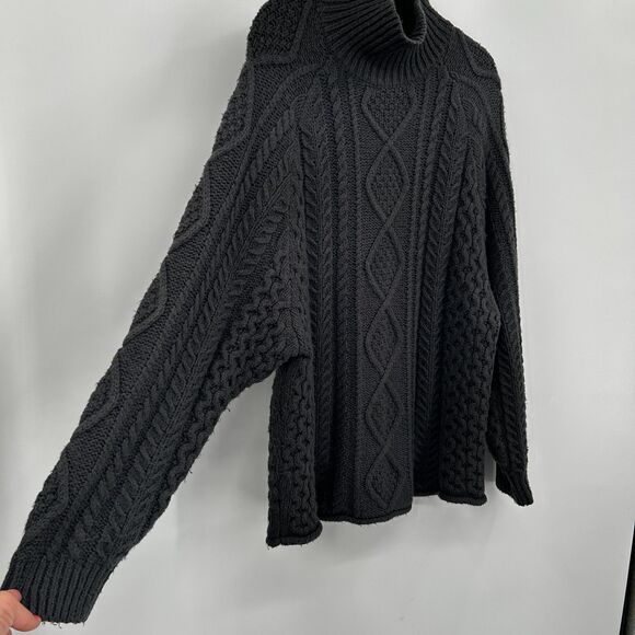 FEAR OF GOD ESSENTIALS Charcoal Gray Heavy Cable Knit Rollneck Sweater Medium - Picture 7 of 11